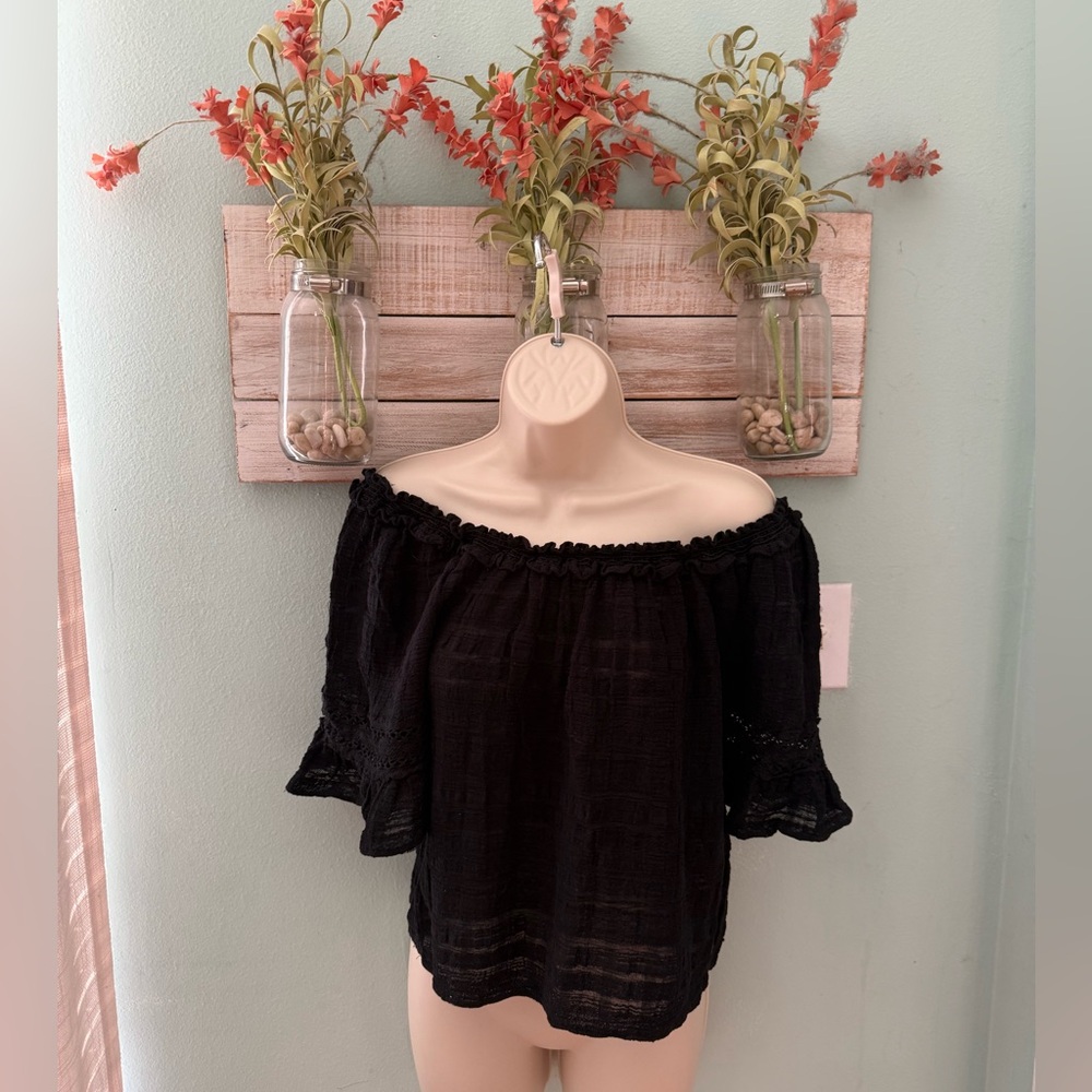 Max Studio Black Off-Shoulder Blouse